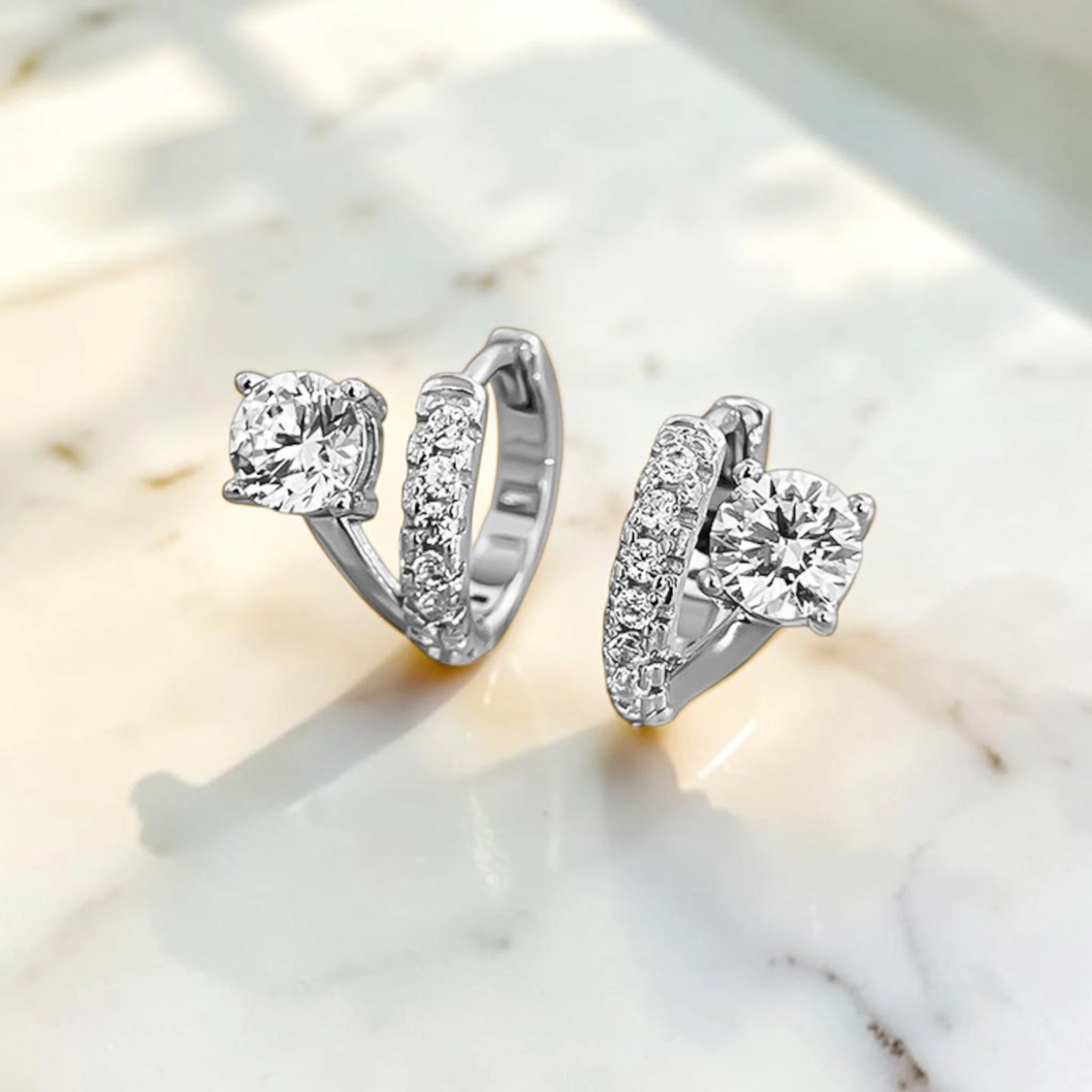 Moissanite Asymmetric French Curve Earrings
