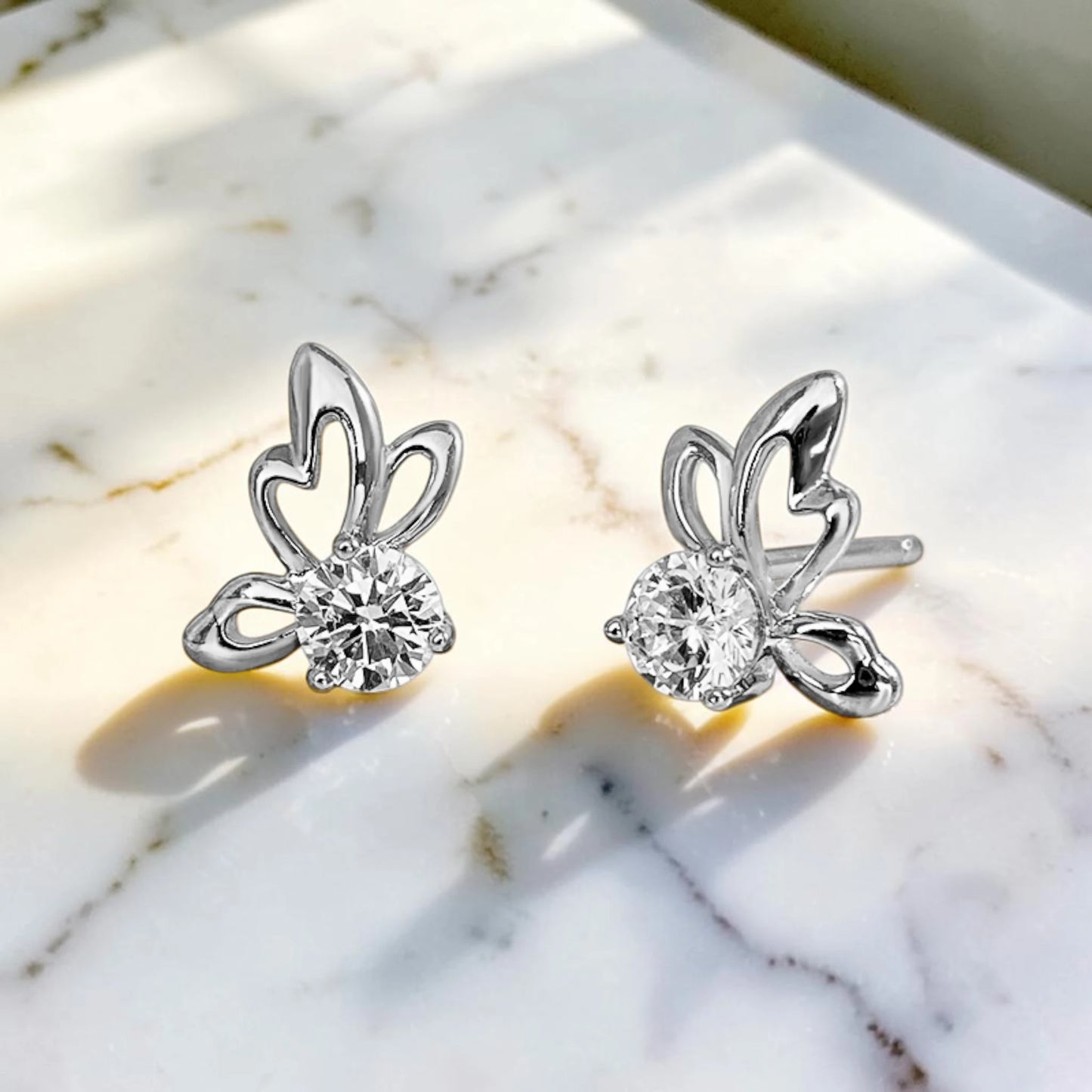 Moissanite Angel Wing Sparkle Stud Earrings