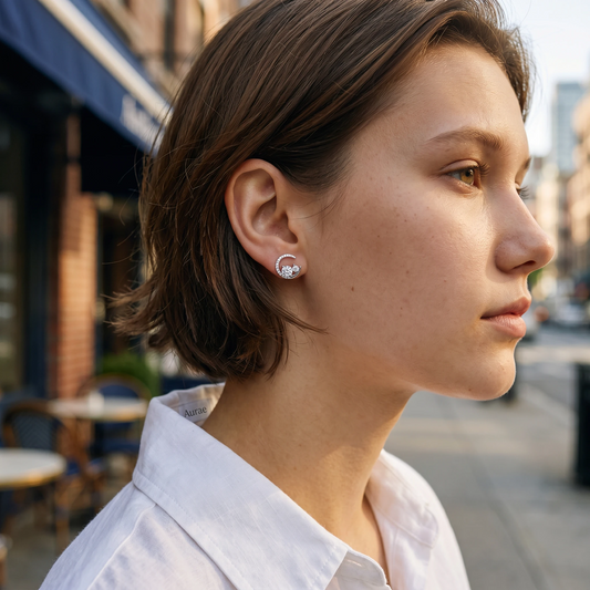 Moissanite Celestial Star Moon Stud Earrings