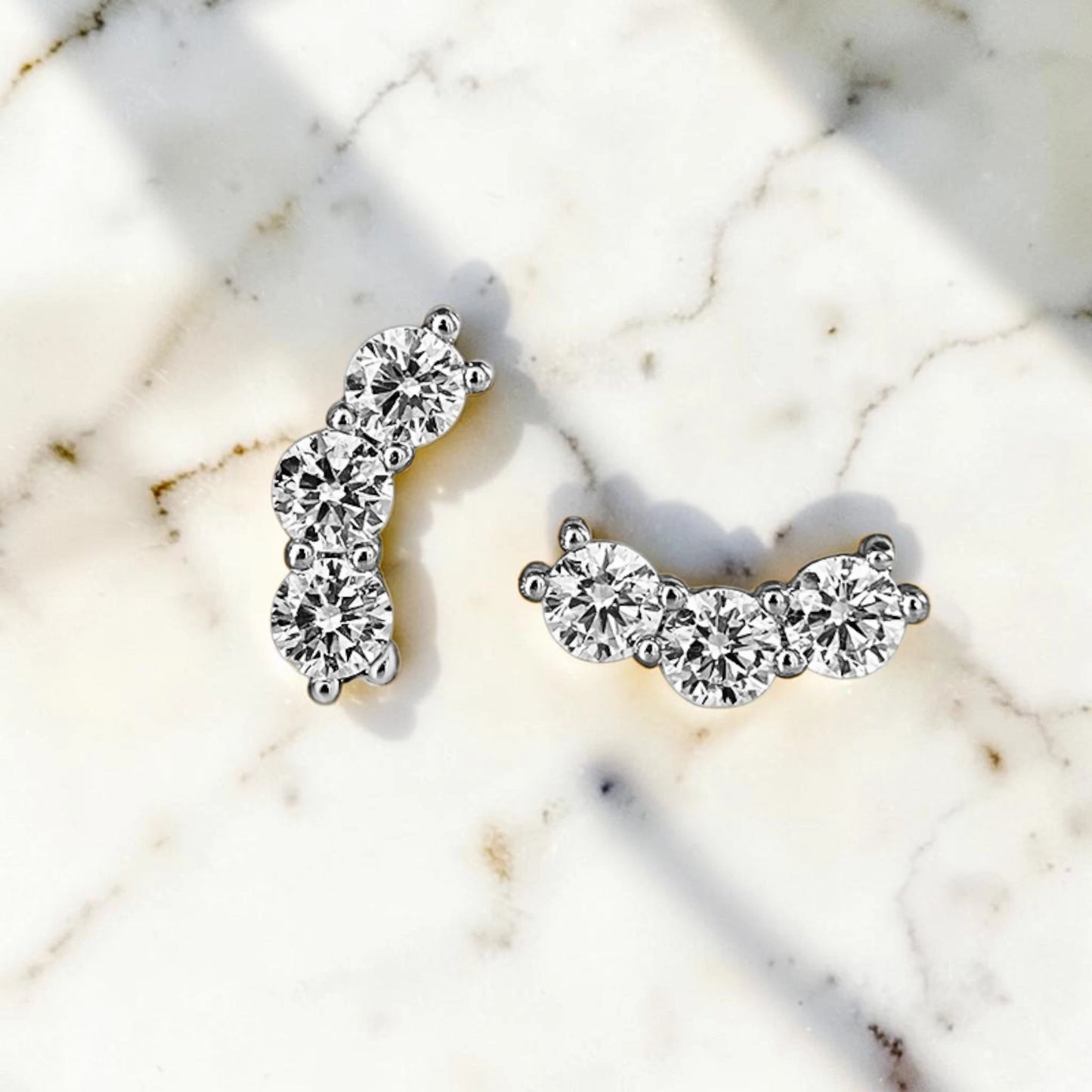 Moissanite Delicate Smile Curve Stud Earrings
