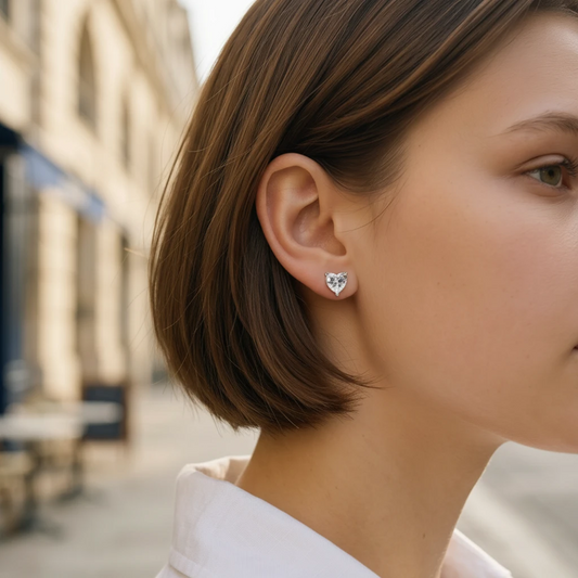 Moissanite Romantic Heart Stud Earrings