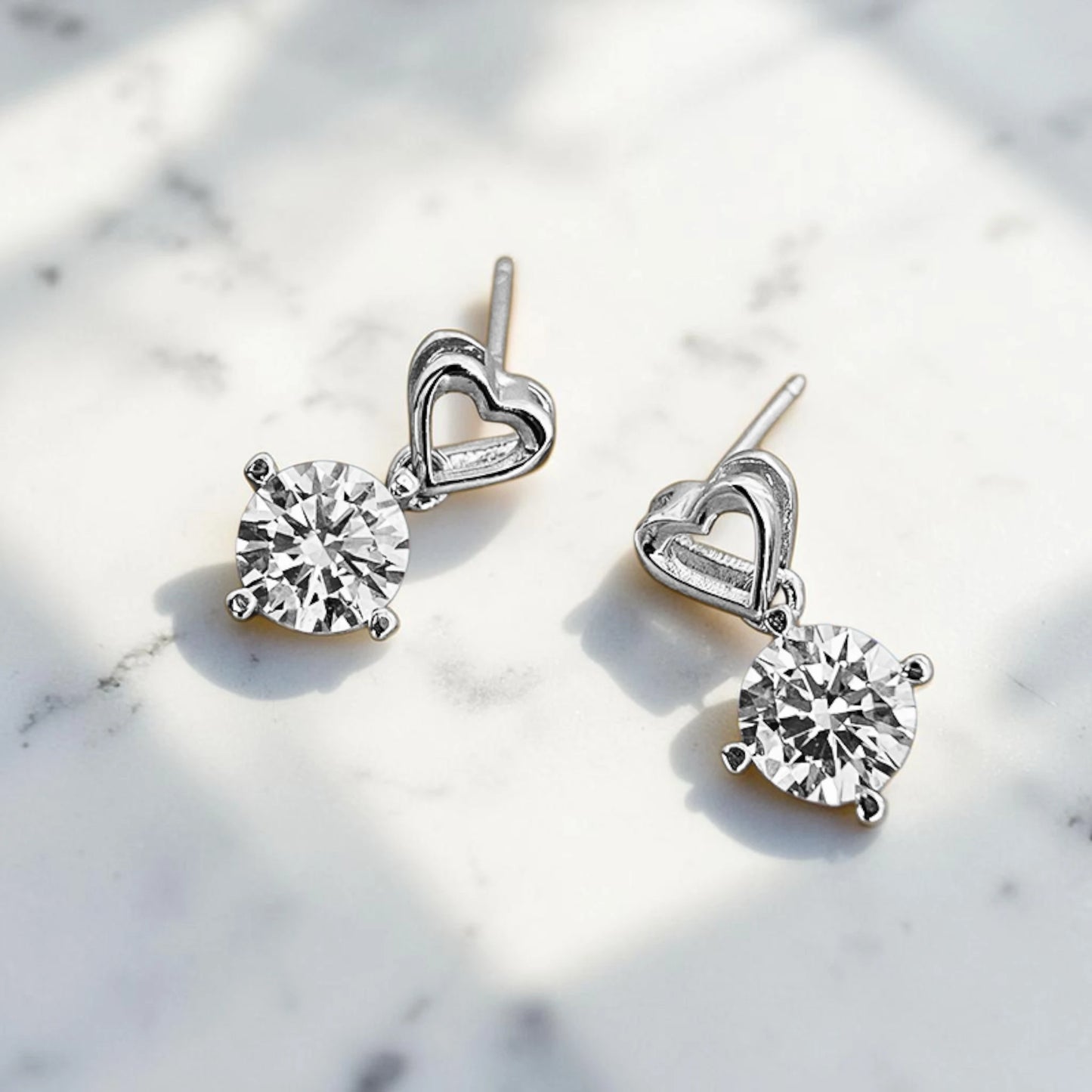 Moissanite Romantic Open Heart Stud Earrings