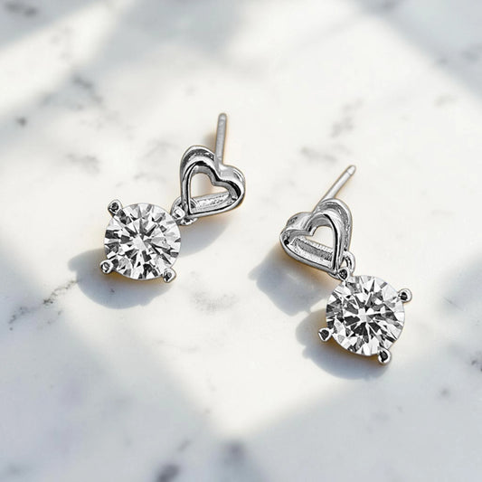 Moissanite Romantic Open Heart Stud Earrings