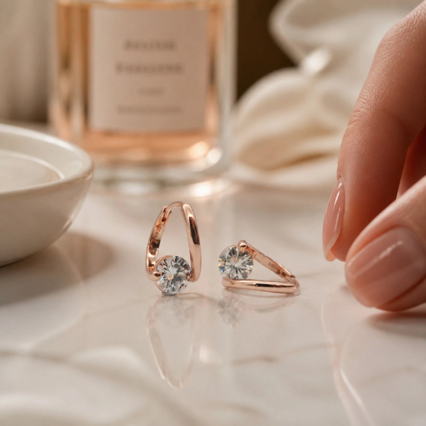 Moissanite Solitaire Twist Hoop Earrings