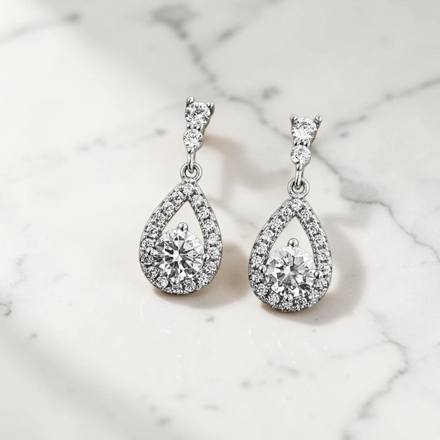 Aurae Moissanite Pear-Shaped Teardrop Stud Earrings S925 Sterling Silver detail close-up shot