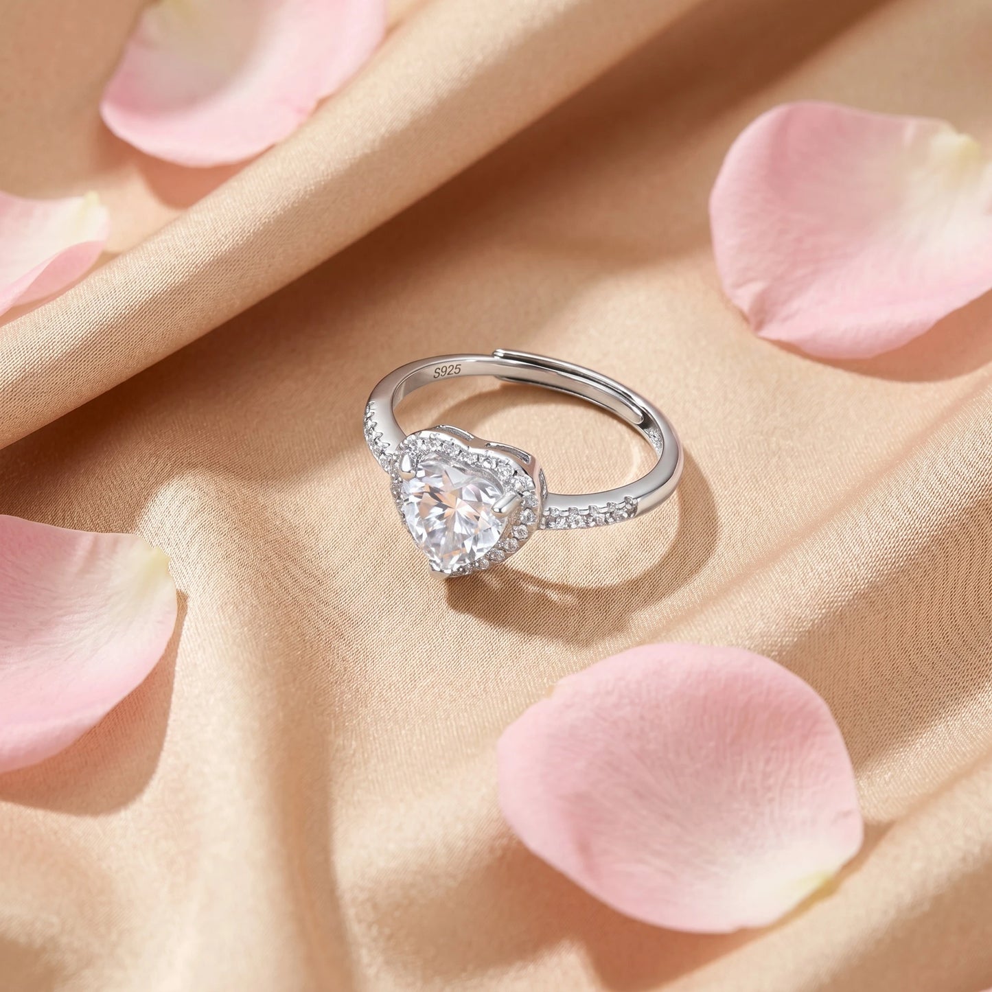 Moissanite Romantic Heart Halo Ring