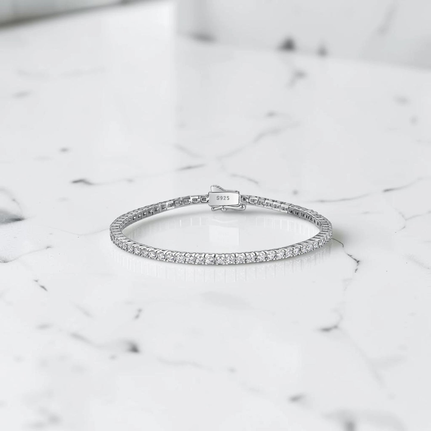 Aurae Moissanite Tennis Bracelet S925 Sterling Silver Hypoallergenic lifestyle worn shot
