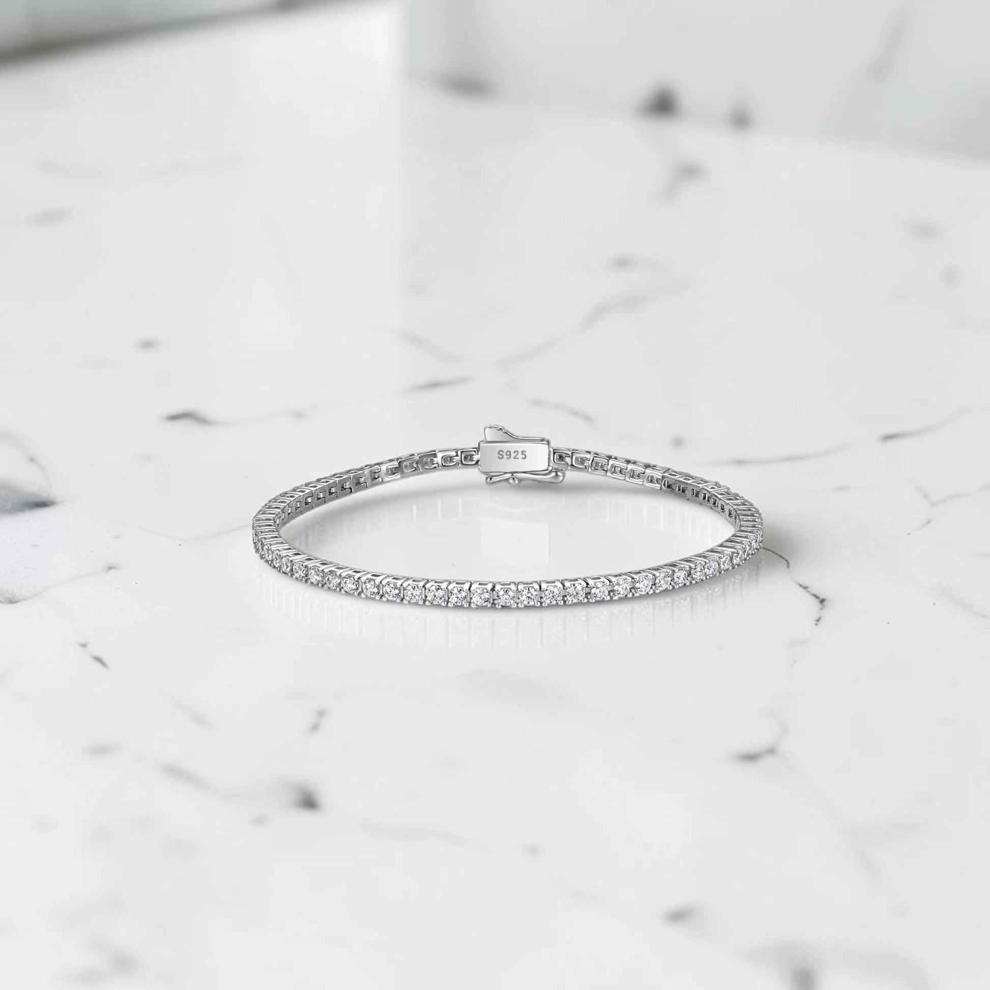 Aurae Moissanite Tennis Bracelet S925 Sterling Silver Hypoallergenic lifestyle worn shot