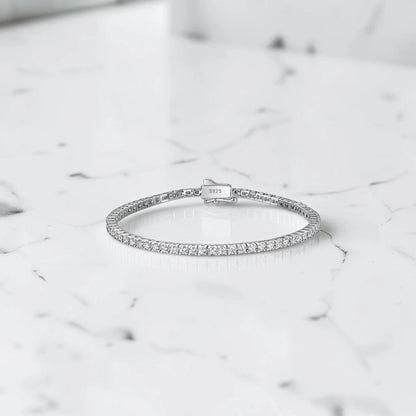 Aurae Moissanite Tennis Bracelet S925 Sterling Silver Hypoallergenic lifestyle worn shot