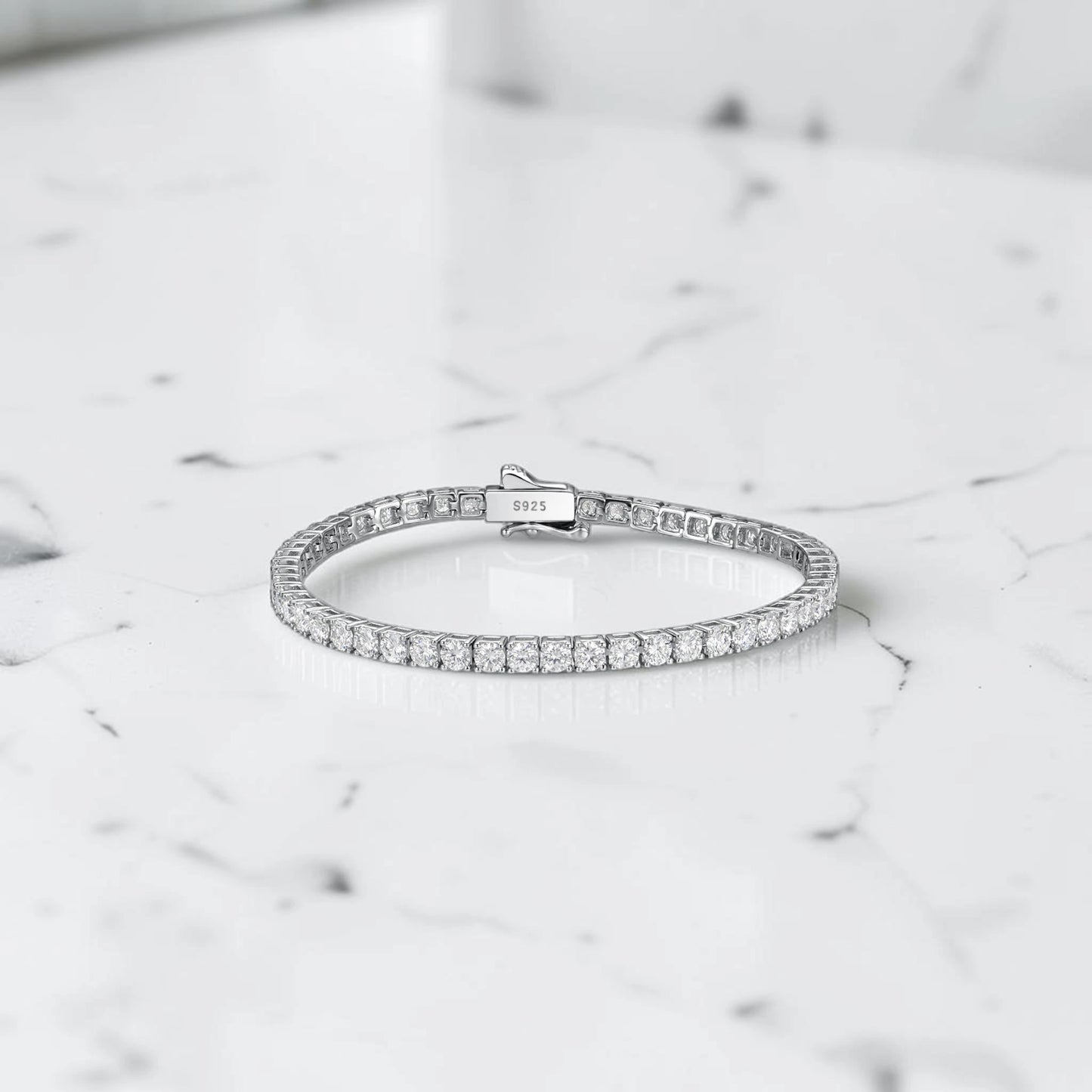 Aurae Moissanite Tennis Bracelet S925 Sterling Silver Hypoallergenic size comparison view