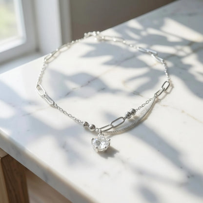 Moissanite Elegant Tassel Geometric Link Bracelet