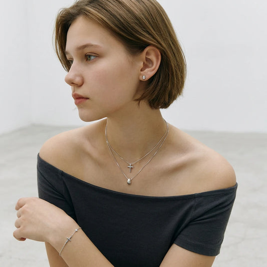 Sleek Polished Cross Necklace