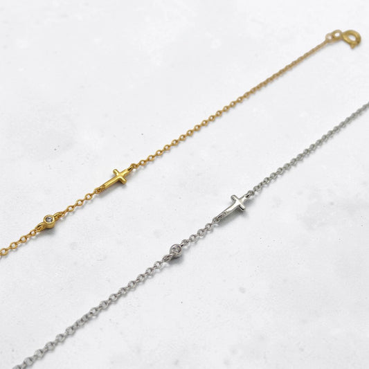 Delicate Dainty Cross Bracelet