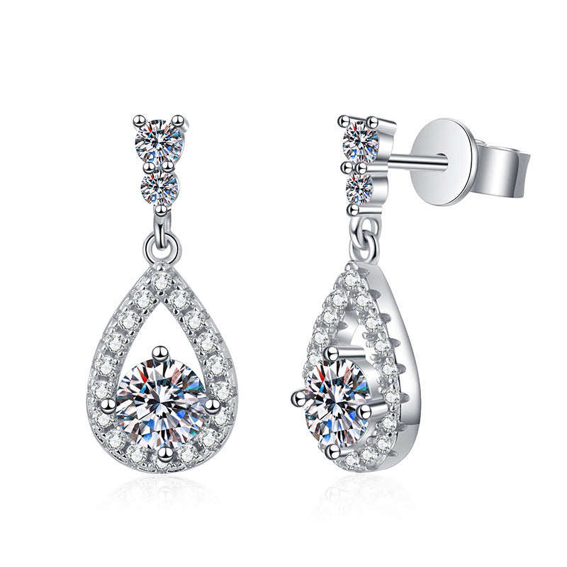 Aurae Moissanite Pear-Shaped Teardrop Stud Earrings S925 Sterling Silver product front view