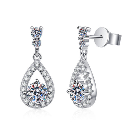 Aurae Moissanite Pear-Shaped Teardrop Stud Earrings S925 Sterling Silver product front view