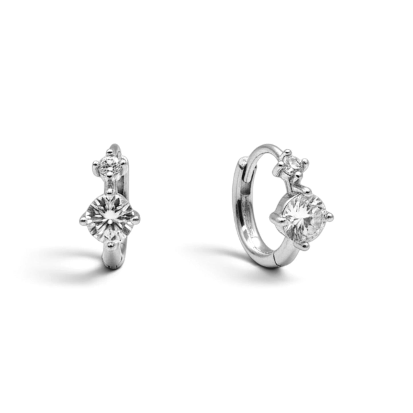 Moissanite Two-Stone Round Hoop Earrings