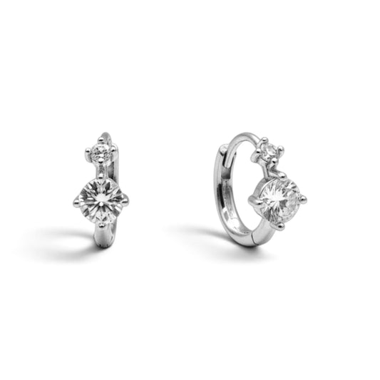 Moissanite Two-Stone Round Hoop Earrings