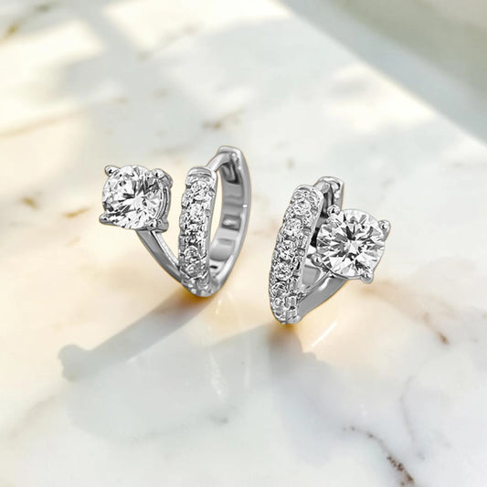 Moissanite Asymmetric French Curve Earrings