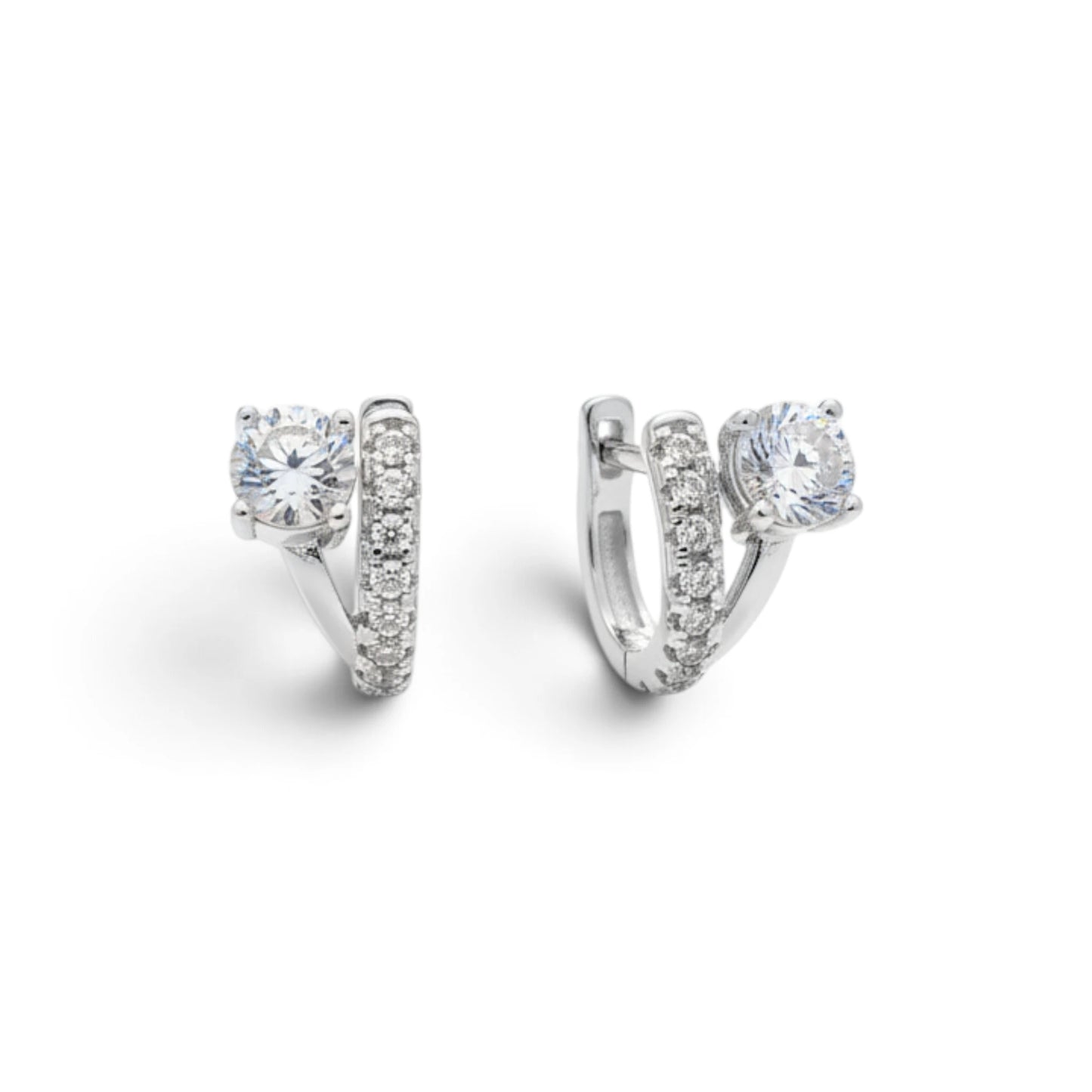 Moissanite Asymmetric French Curve Earrings