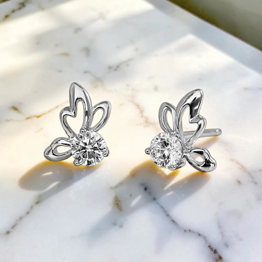 Moissanite Angel Wing Sparkle Stud Earrings