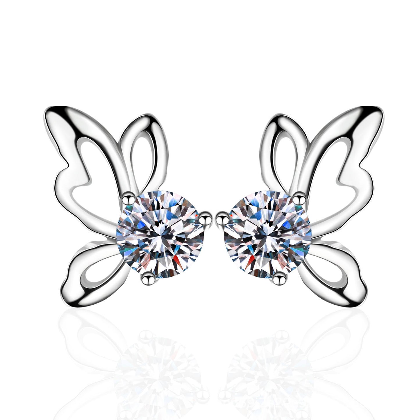 Moissanite Angel Wing Sparkle Stud Earrings