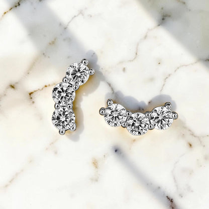 Moissanite Delicate Smile Curve Stud Earrings