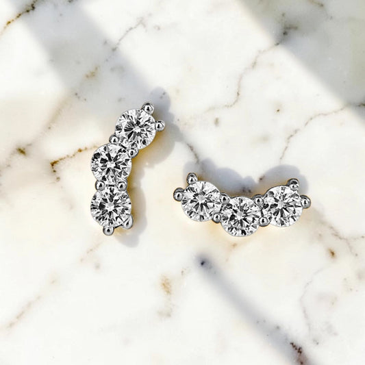 Moissanite Delicate Smile Curve Stud Earrings