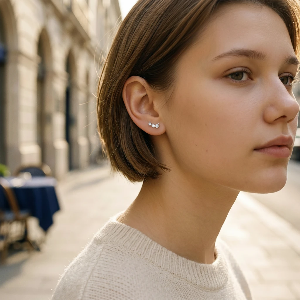 Moissanite Delicate Smile Curve Stud Earrings