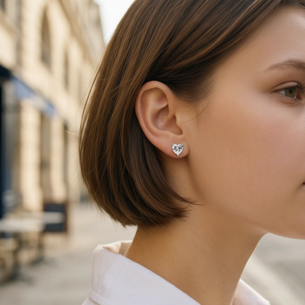 Moissanite Romantic Heart Stud Earrings