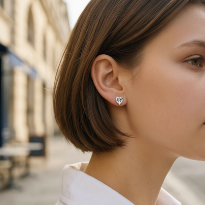 Moissanite Romantic Heart Stud Earrings