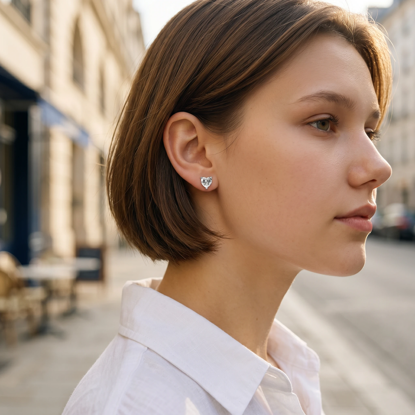 Moissanite Romantic Heart Stud Earrings