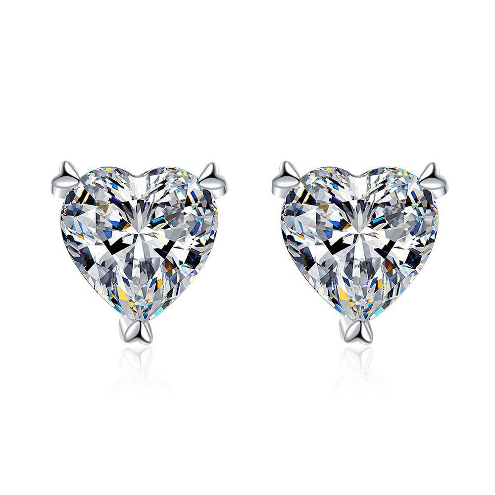 Moissanite Romantic Heart Stud Earrings
