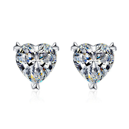 Moissanite Romantic Heart Stud Earrings