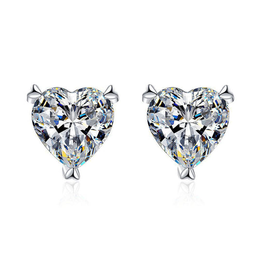 Moissanite Romantic Heart Stud Earrings