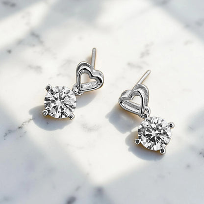 Moissanite Romantic Open Heart Stud Earrings