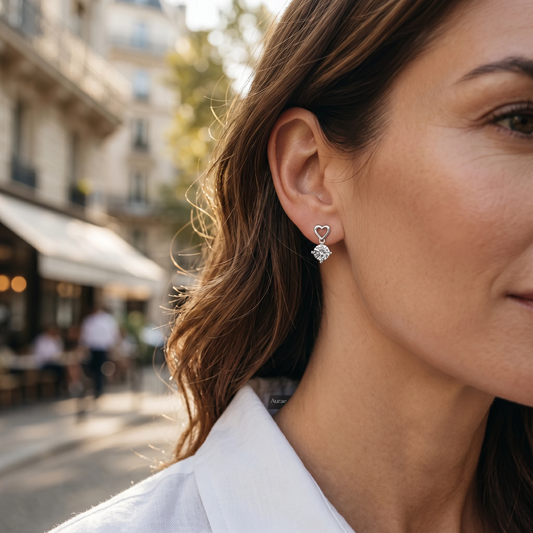 Moissanite Romantic Open Heart Stud Earrings