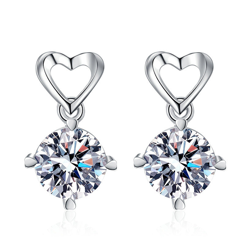 Moissanite Romantic Open Heart Stud Earrings