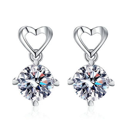 Moissanite Romantic Open Heart Stud Earrings