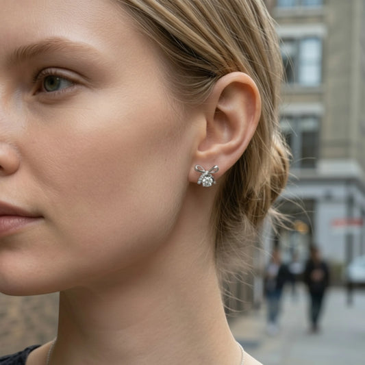 Moissanite Petite Bowknot Stud Earrings