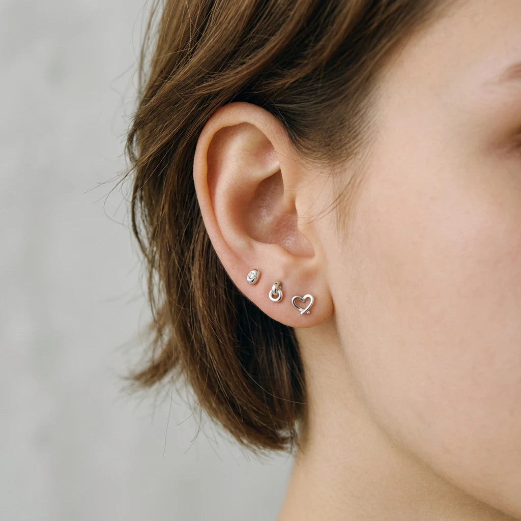 Sleek Geometric Double Ring Stud Earrings