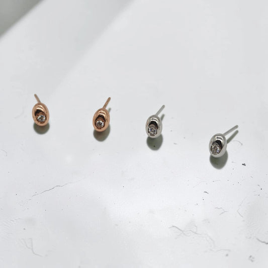 Radiant Sparkling Oval Bean Stud Earrings