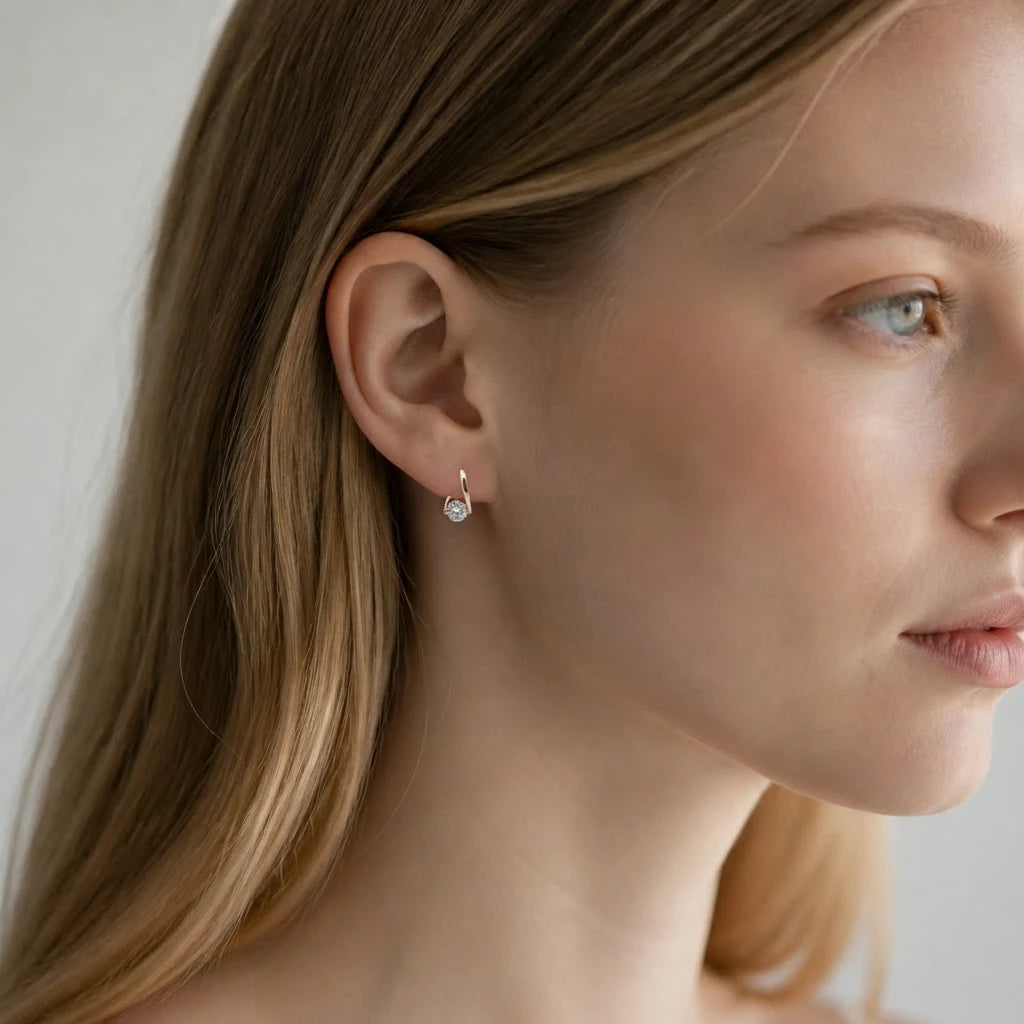 Moissanite Solitaire Twist Hoop Earrings