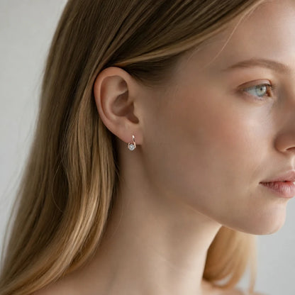 Moissanite Solitaire Twist Hoop Earrings