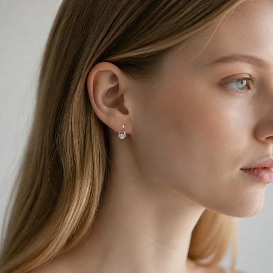 Moissanite Solitaire Twist Hoop Earrings