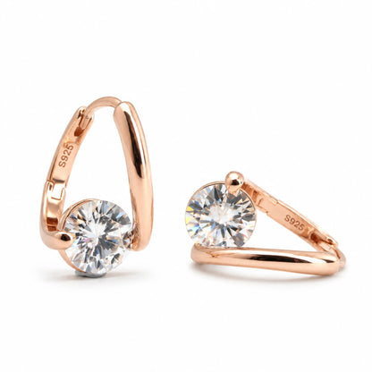 Moissanite Solitaire Twist Hoop Earrings