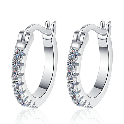 Aurae Moissanite Classic Pavé Hoop Earrings S925 Sterling Silver Hypoallergenic product front view