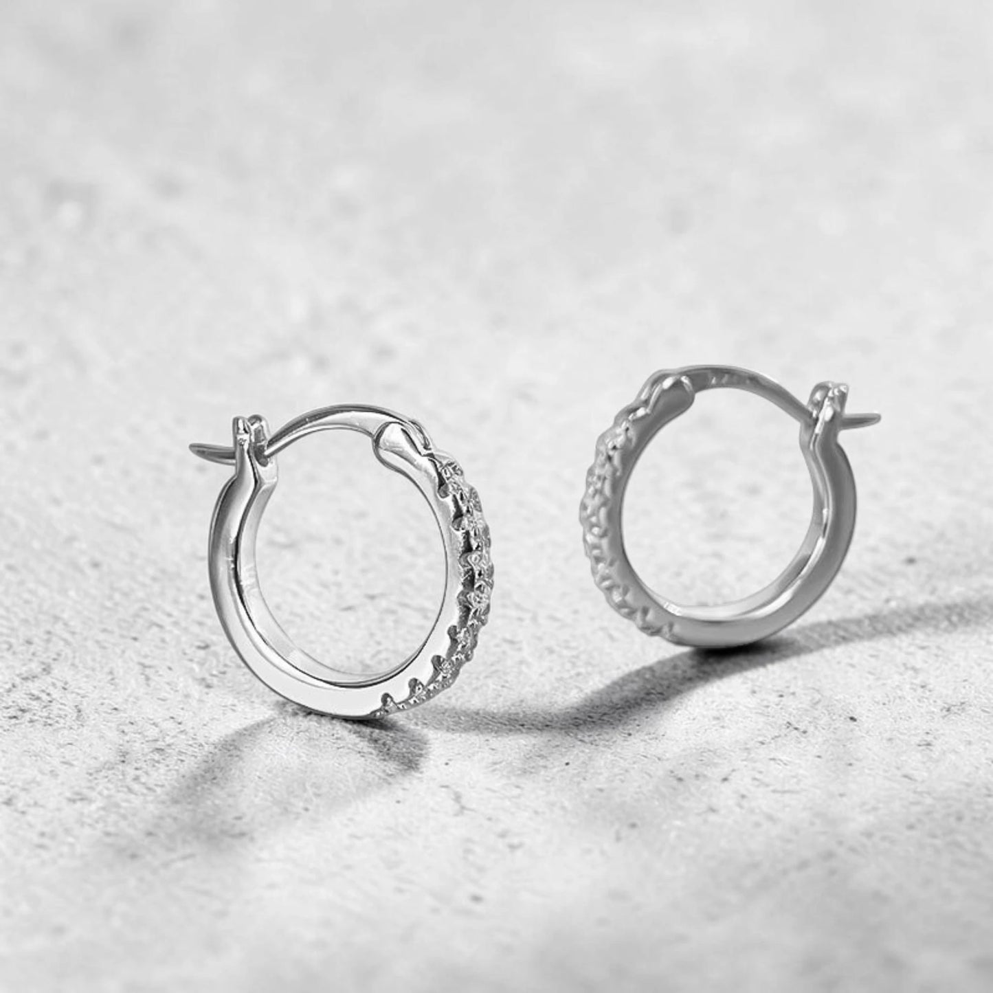 Aurae Moissanite Classic Pavé Hoop Earrings S925 Sterling Silver Hypoallergenic detail close-up shot