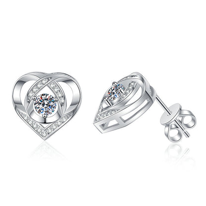 Aurae Moissanite Dancing Heart Stud Earrings S925 Sterling Silver D VVS1 product front view