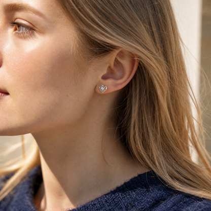 Aurae Moissanite Dancing Heart Stud Earrings S925 Sterling Silver D VVS1 detail close-up shot