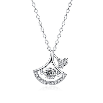 Aurae Moissanite Ginkgo Leaf Pendant Necklace S925 Sterling Silver D VVS1 product front view